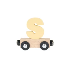 Lettre "J" wagon en bois - jaune