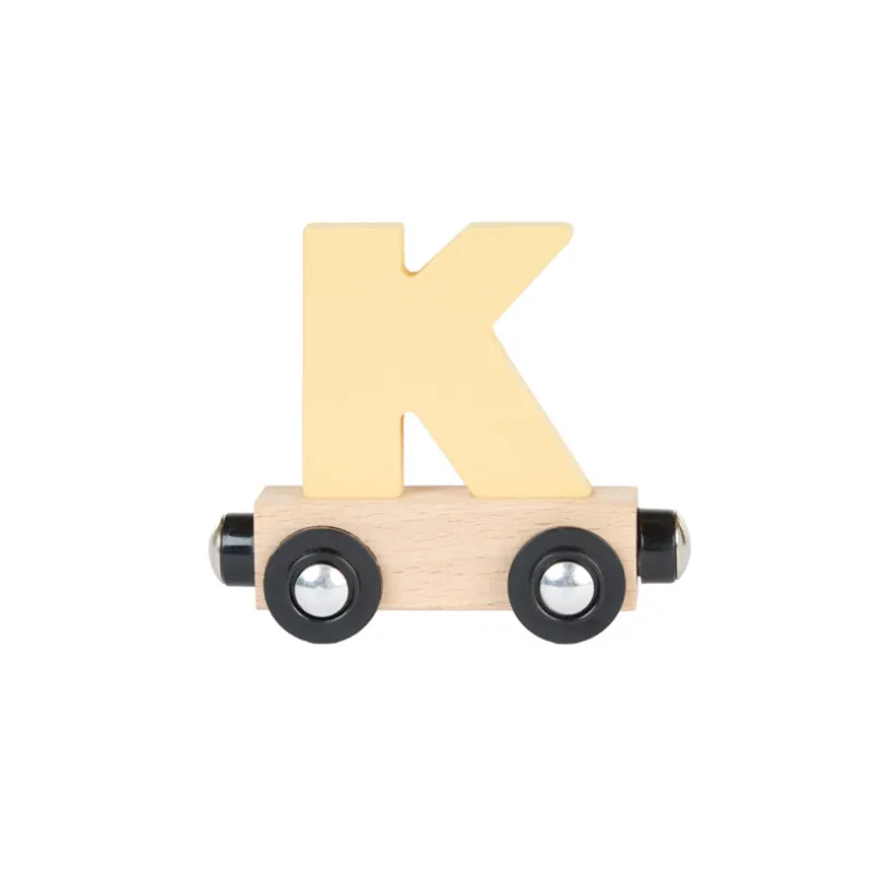 Lettre "K" wagon en bois - jaune
