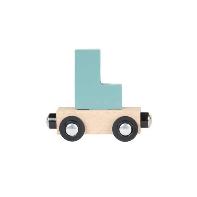 Lettre "L" wagon en bois - vert