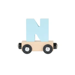 Lettre "N" wagon en bois - bleu