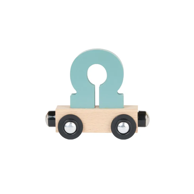 Lettre "OMEGA" wagon en bois - bleu