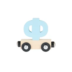 Lettre "PHI" wagon en bois - bleu