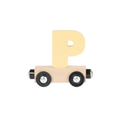Lettre "P" wagon en bois - jaune