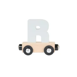 Lettre "R" wagon en bois - gris