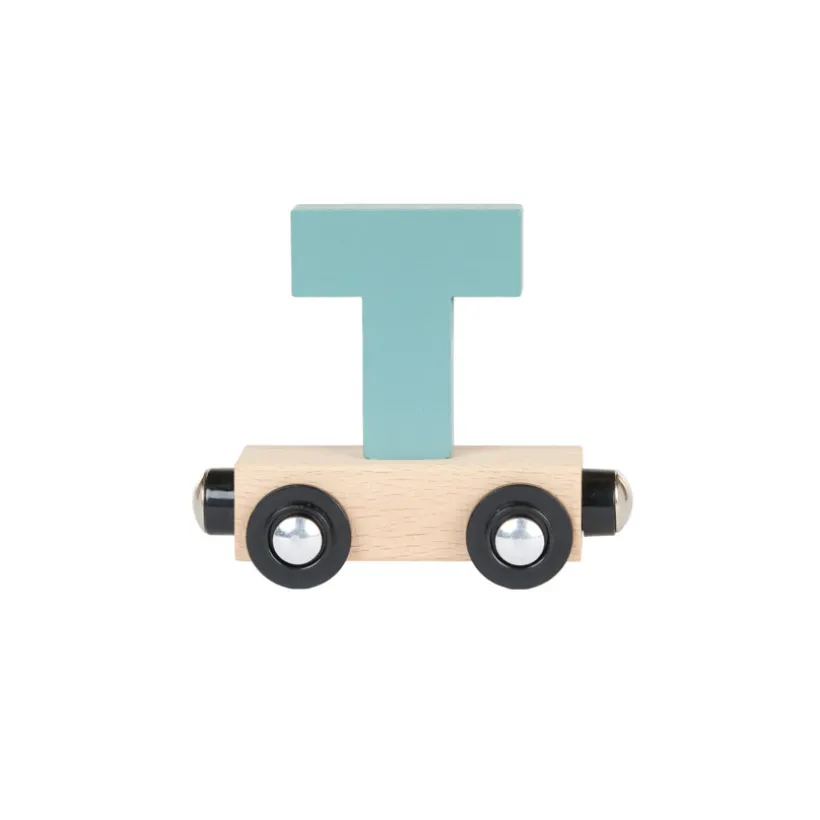 Lettre "T" wagon en bois - vert