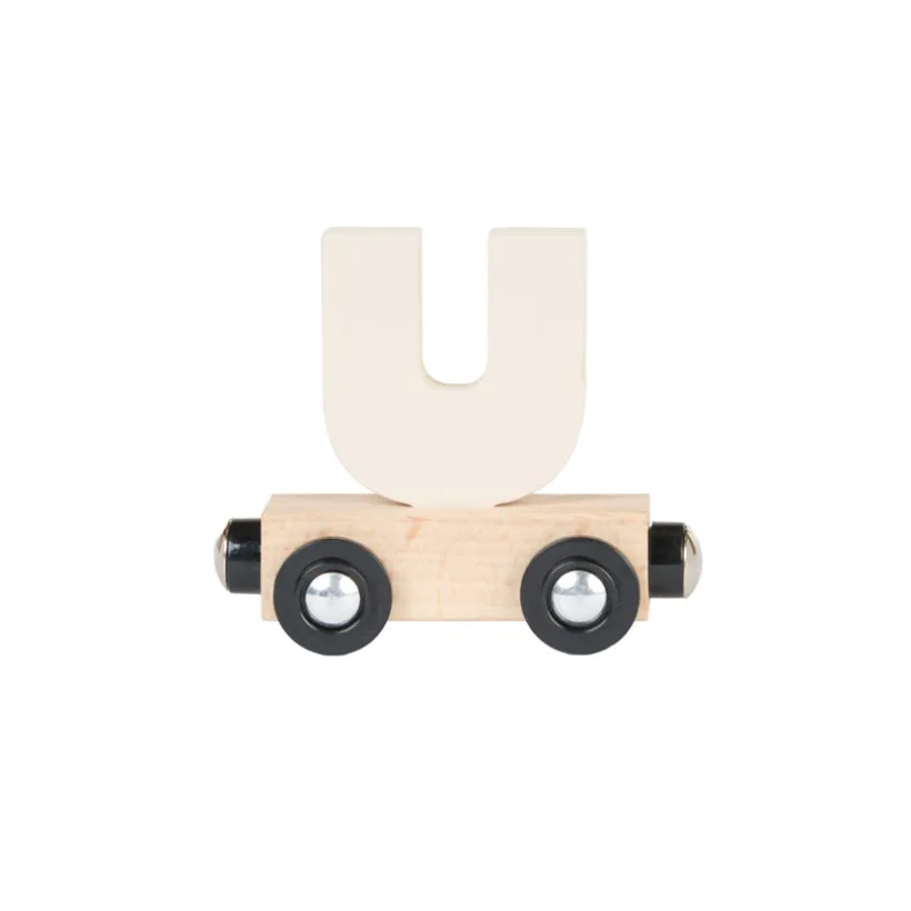 Lettre "U" wagon en bois - bleu