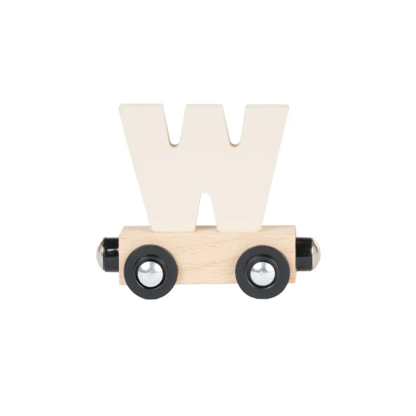 Lettre "W " wagon en bois - blanc