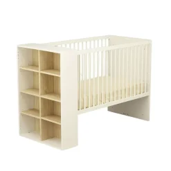 Lit bébé transformable 120 x 60 cm avec étagère Paloma blanc