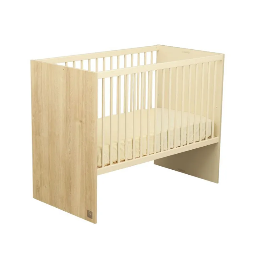 Lit bébé transformable 120 x 60 cm Mélinée aspect chêne sépia/crème