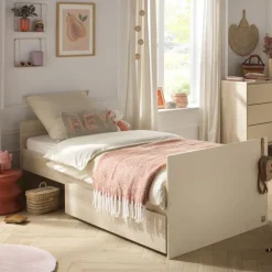 Lit bébé transformable 120 x 60 cm Mélinée aspect chêne sépia/crème