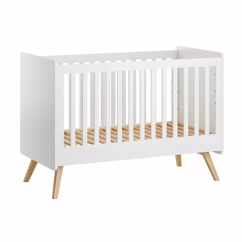 Lit bébé évolutif 70 x 140 cm Vintage blanc/chêne
