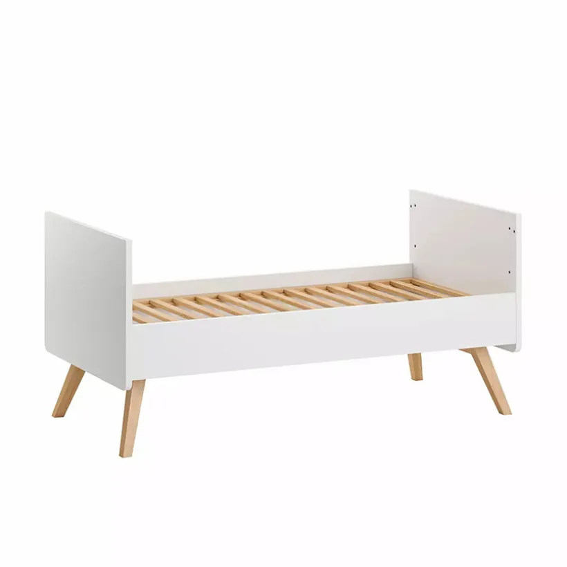 Lit bébé évolutif 70 x 140 cm Vintage blanc/chêne
