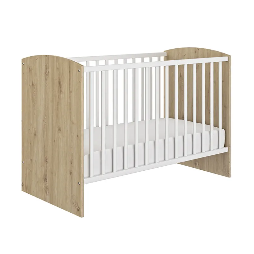 Lit bébé 60x120 cm Arthur - Blanc/Chêne