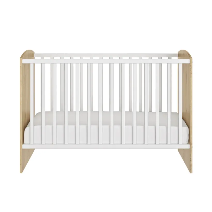 Lit bébé 60x120 cm Arthur - Blanc/Chêne