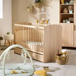 Lit bébé 120 x 60 cm Azur aspect chêne doré