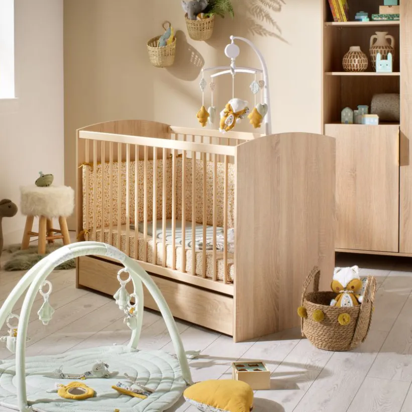 Lit bébé 120 x 60 cm Azur aspect chêne doré