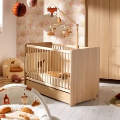 Lit bébé 120 x 60 cm Cannelle aspect chêne miel
