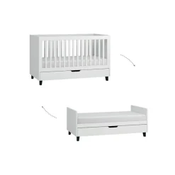 Lit Simple 70 x 140 cm - Blanc / Noir