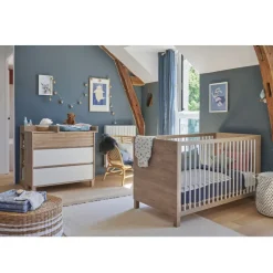 Lit transformable 70 x 140 en chêne blond et uni blanc Achille