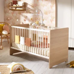 Lit évolutif Little Big Bed 140 x 70 cm Vanille aspect chêne miel/meringue