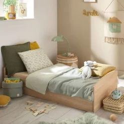Lit évolutif Little Big Bed 140 x 70 cm Azur aspect chêne doré