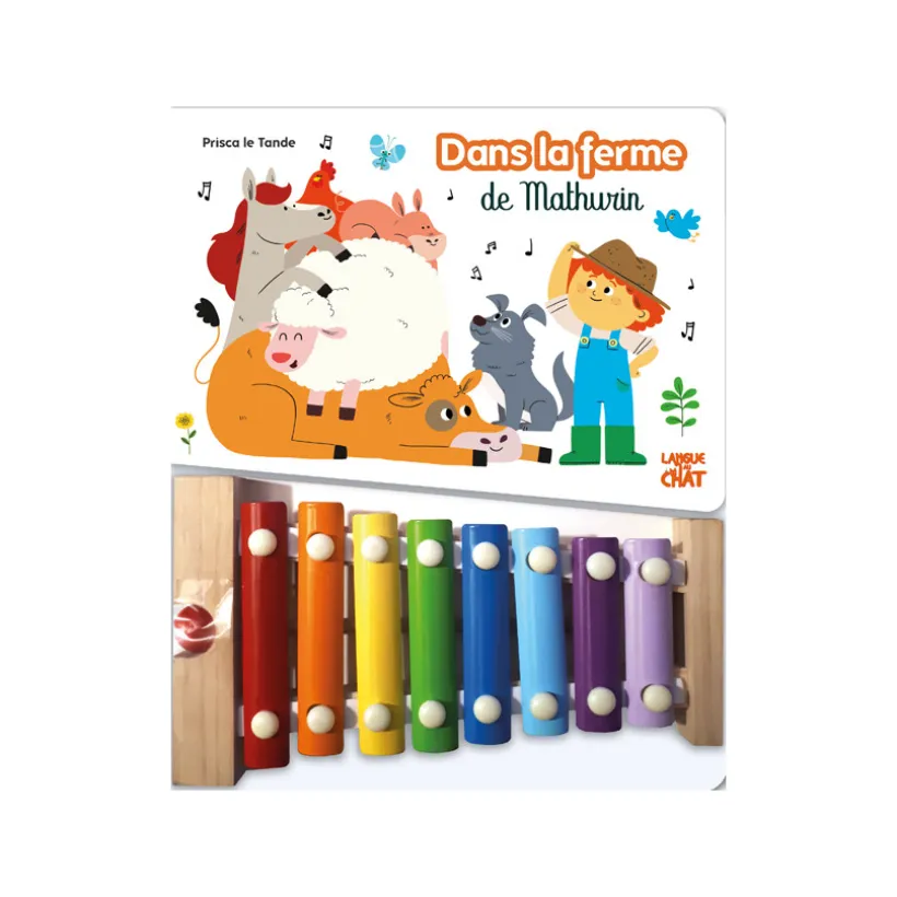 Livre Dans la ferme de Mathurin avec xylophone