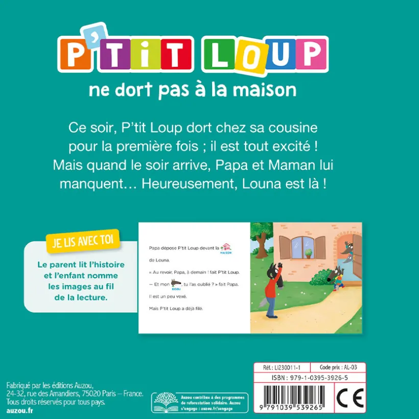 Livre "P'tit loup ne dors pas à la maison" 3ans+