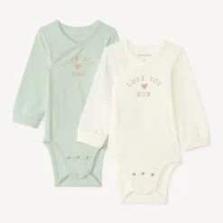 Lot 2 bodies manches longues évolutifs bébé