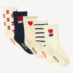 Lot 5 chaussettes bébé fille motifs tulipes