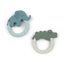 Lot de 2 anneaux de dentition Deer Friends - Vert/Bleu
