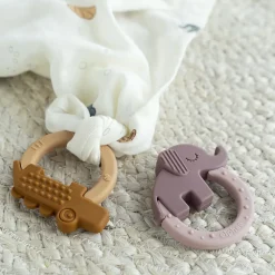 Lot de 2 anneaux de dentition Deer Friends - Moutarde/Rose