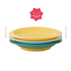 Lot de 3 assiettes anti-dérapantes - Multicolore