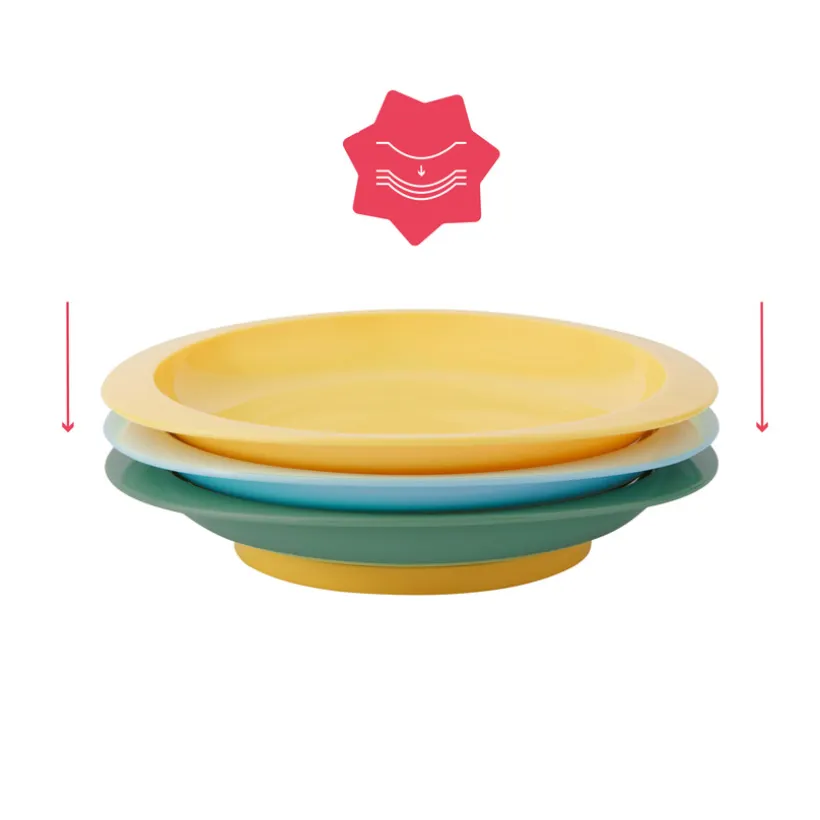 Lot de 3 assiettes anti-dérapantes - Multicolore