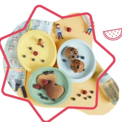 Lot de 3 assiettes anti-dérapantes - Multicolore