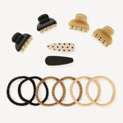 Lot de 6 barrettes + 6 élastiques fantaisie pour fille