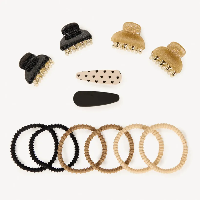 Lot de 6 barrettes + 6 élastiques fantaisie pour fille