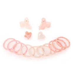 Lot de 4 barrettes nacré et 10 élastiques pour fille