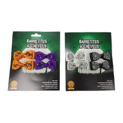 Lot de 4 barrettes nœuds Halloween (coloris aléatoire)