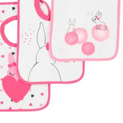Lot de 3 bavoirs en coton à enfiler print lapin