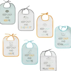 Lot de 7 bavoirs en éponge à nouer avec message printés