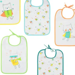 Lot de 5 bavoirs à motifs colorés printés