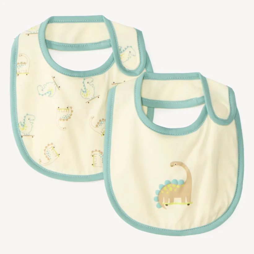 Lot de 2 bavoirs motifs dinosaure pour bébé garçon