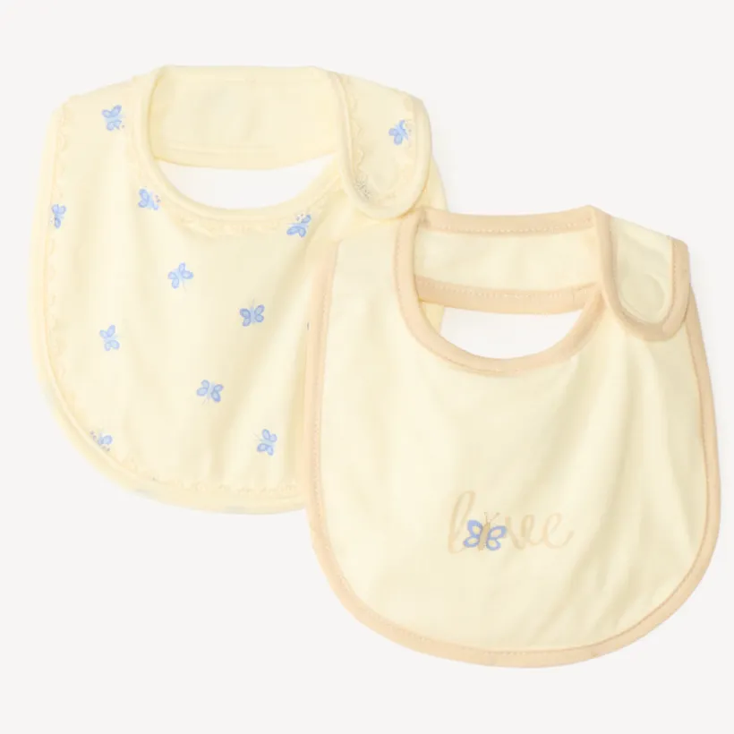 Lot de 2 bavoirs motifs papillons pour bébé fille