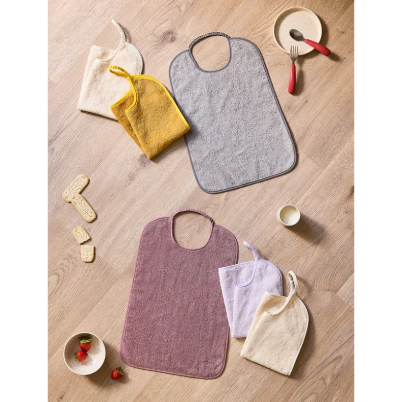 Lot de 3 bavoirs éponge à encolure élastiquée violet