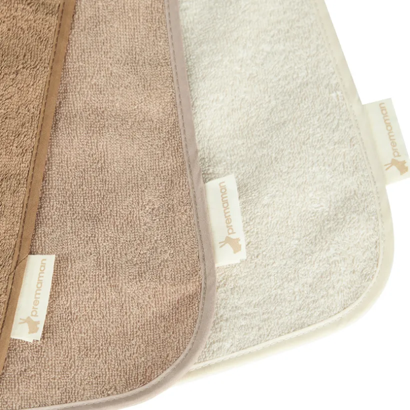 Lot de 3 bavoirs éponge à enfiler beige