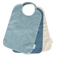 Lot de 3 bavoirs éponges à enfiler - Bleu