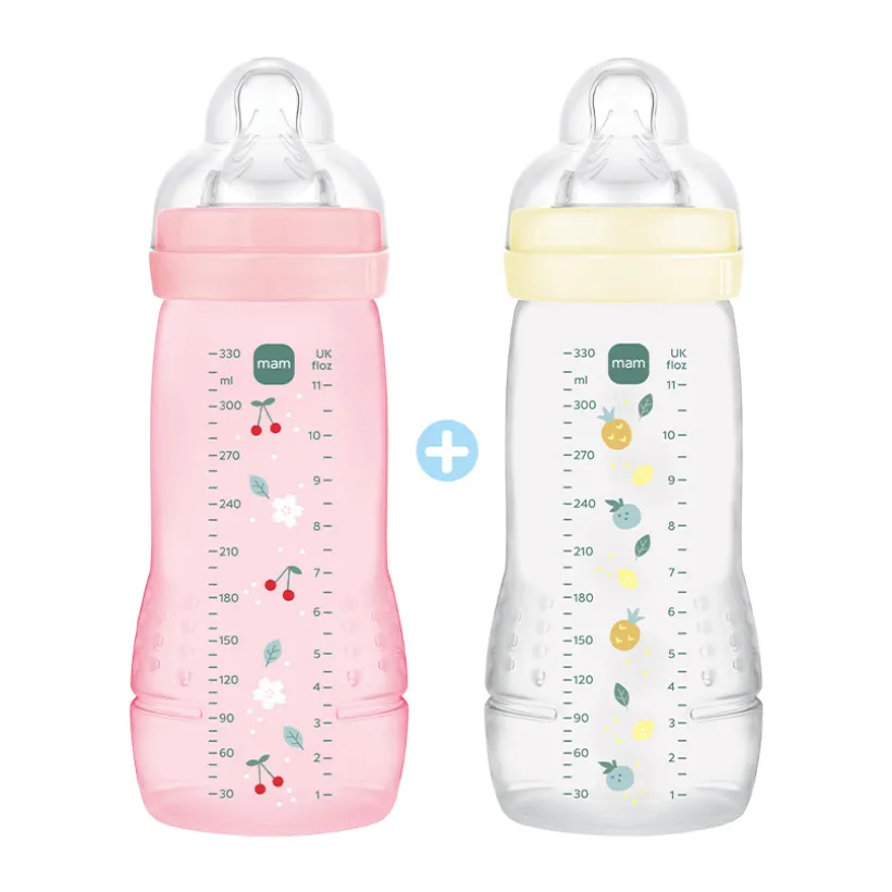 Lot de 2 biberons Easy Active débit rapide 330ml berry/pearl