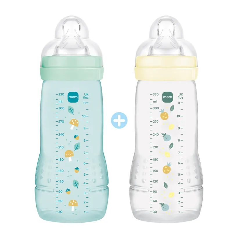 Lot de 2 biberons Easy Active débit rapide 330ml ice/pearl