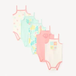 Lot de 5 bodies débardeurs à motifs plage pour bébé fille
