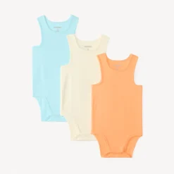 Lot de 3 bodies débardeurs uni pour bébé garçon